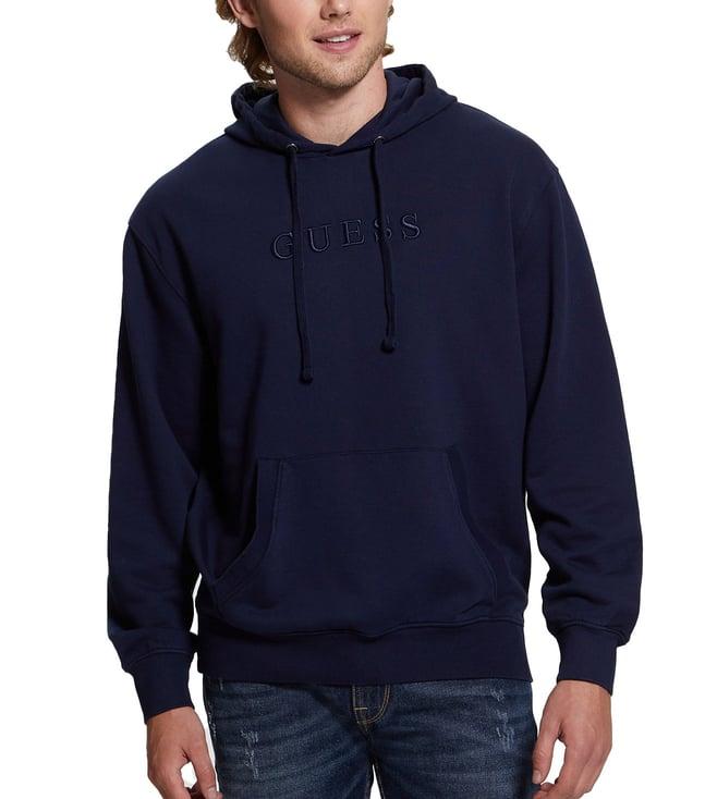 guess smart blue embroidery regular fit hoodie