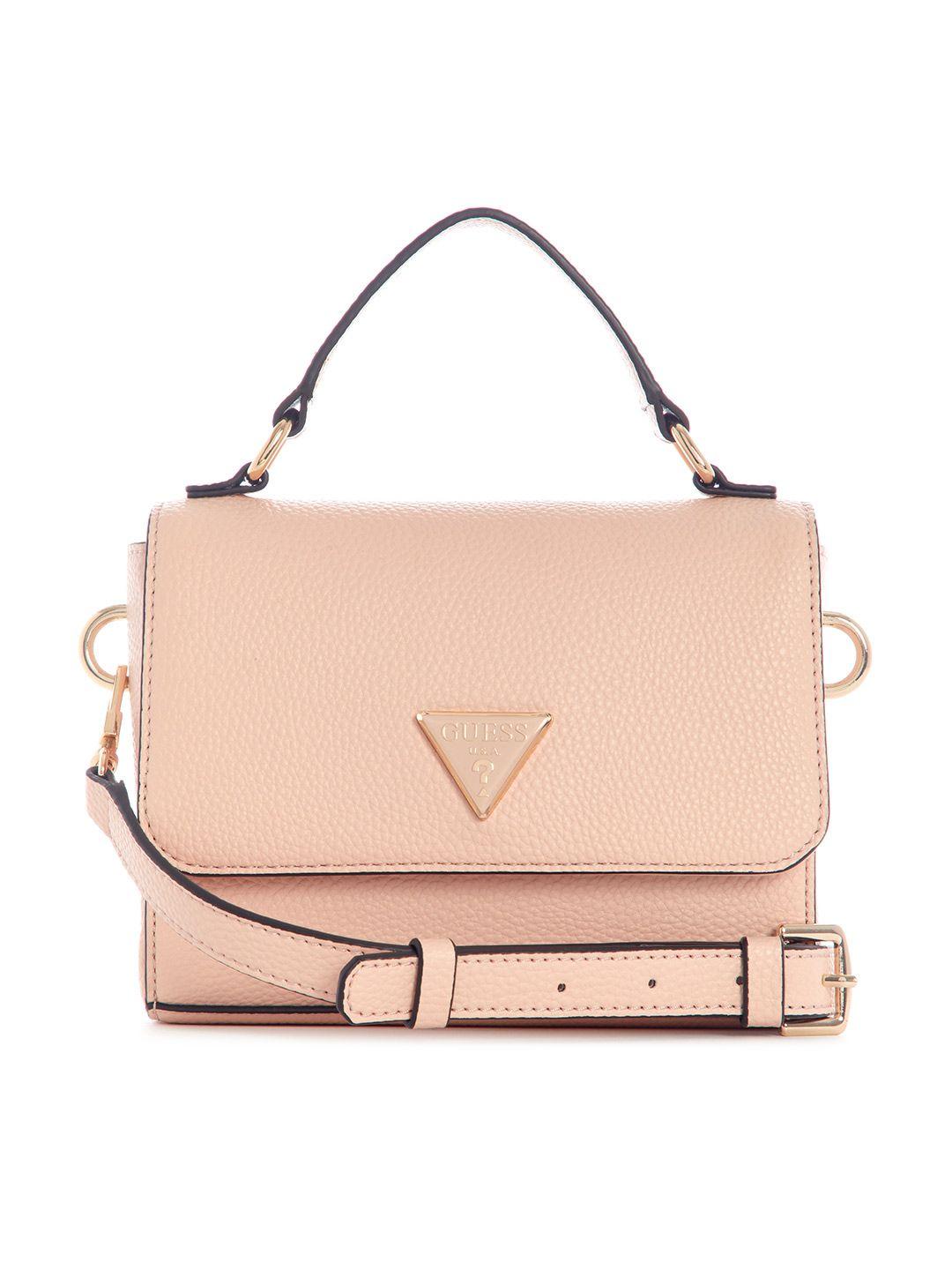 guess structured satchel with detachable sling strap