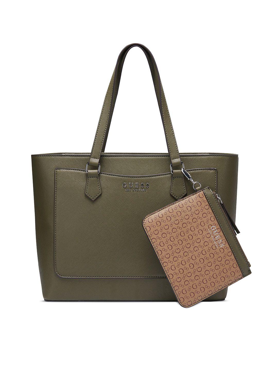 guess structured shoulder bag with a pouch