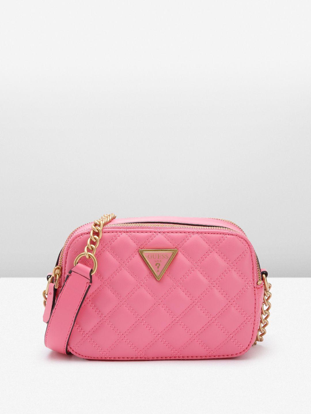 guess structured sling bag with quilted detail