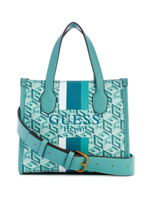 guess turquoise silvana printed medium tote