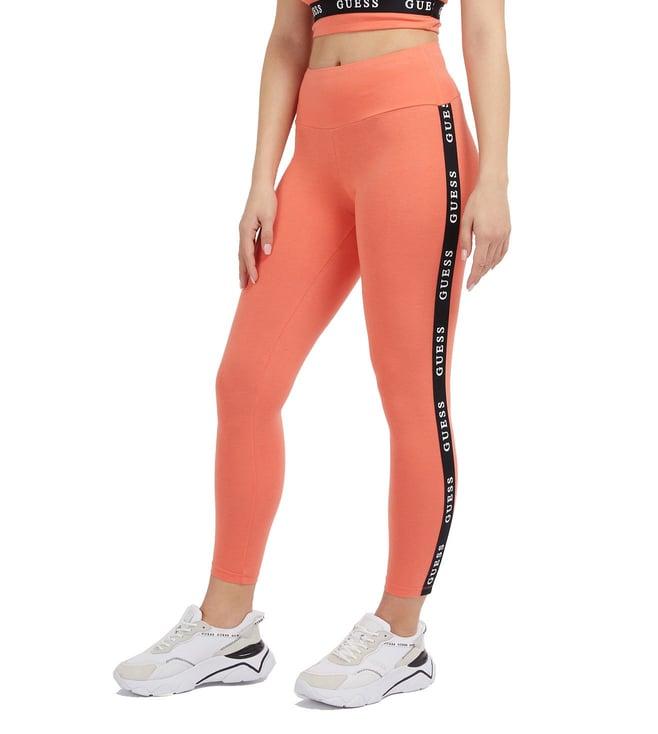 guess vibrant peach logo aline skinny fit tights