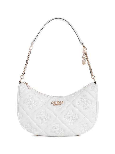 guess white marieke quilted medium hobo bag