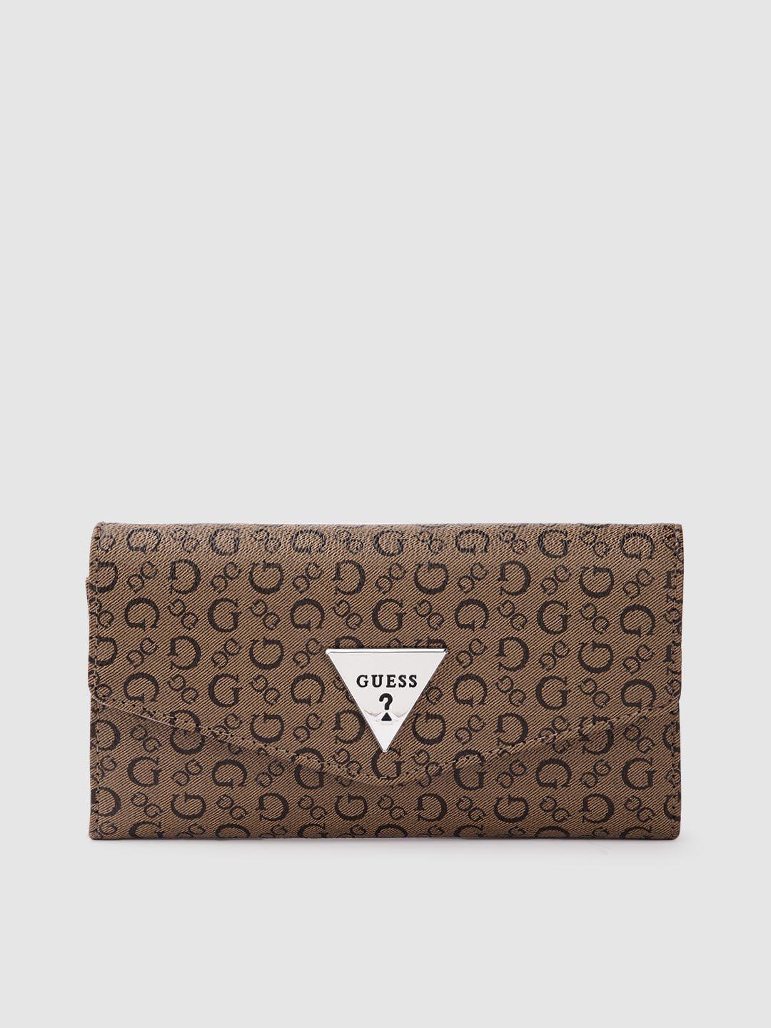 guess women brand logo printed three fold wallet