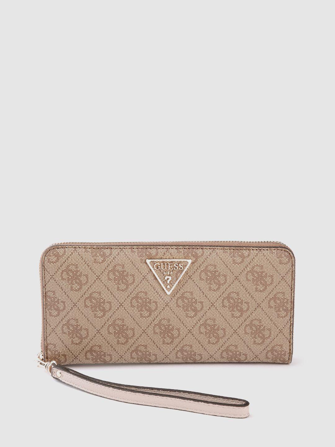 guess women brand logo printed zip around wallet