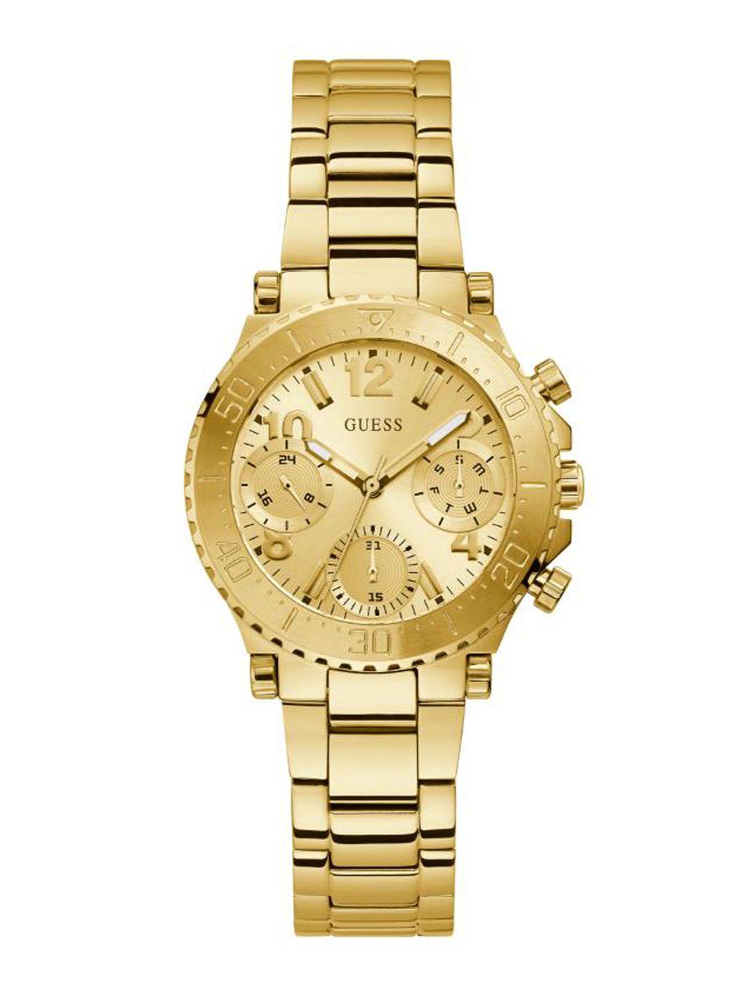 guess women embellished dial & stainless steel bracelet style straps analogue watch gw0465l1