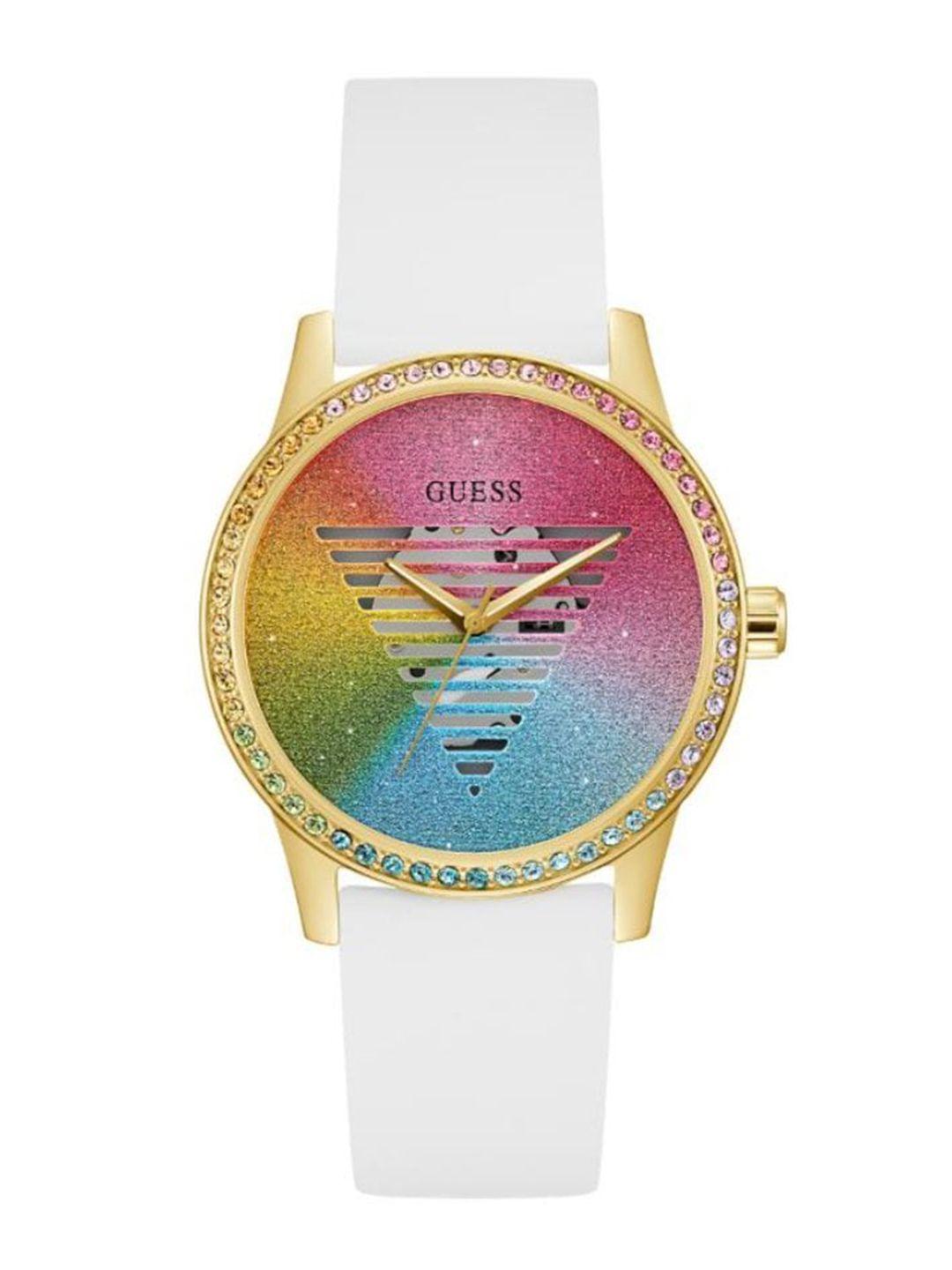 guess women embellished dial & straps analogue watch gw0589l1