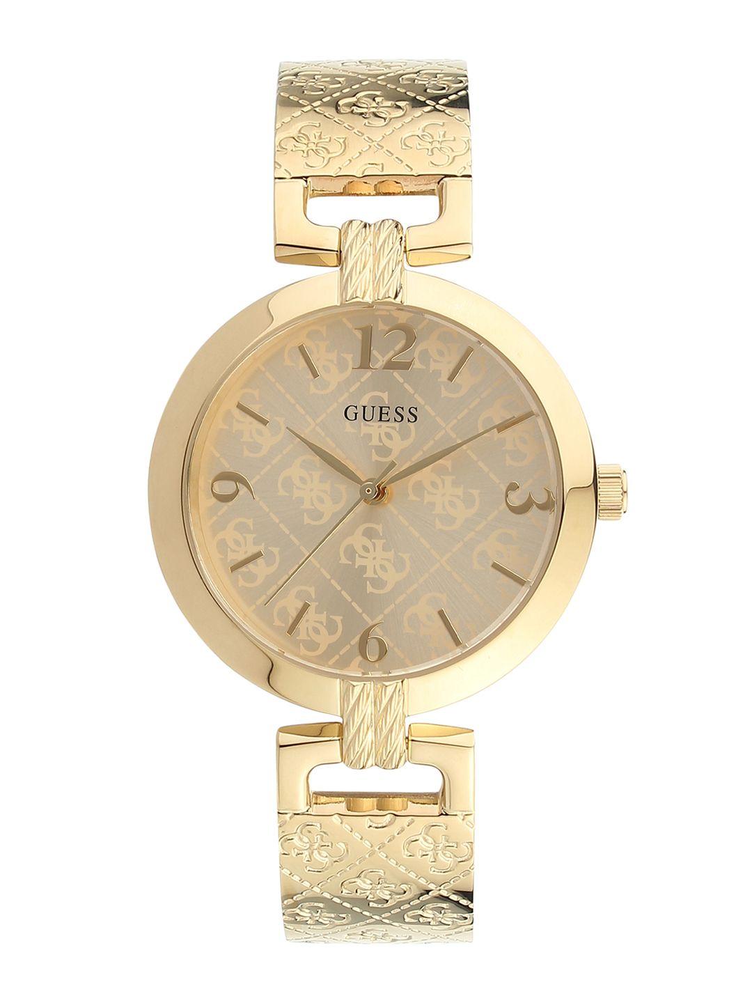 guess women gold-toned analogue watch w1228l2