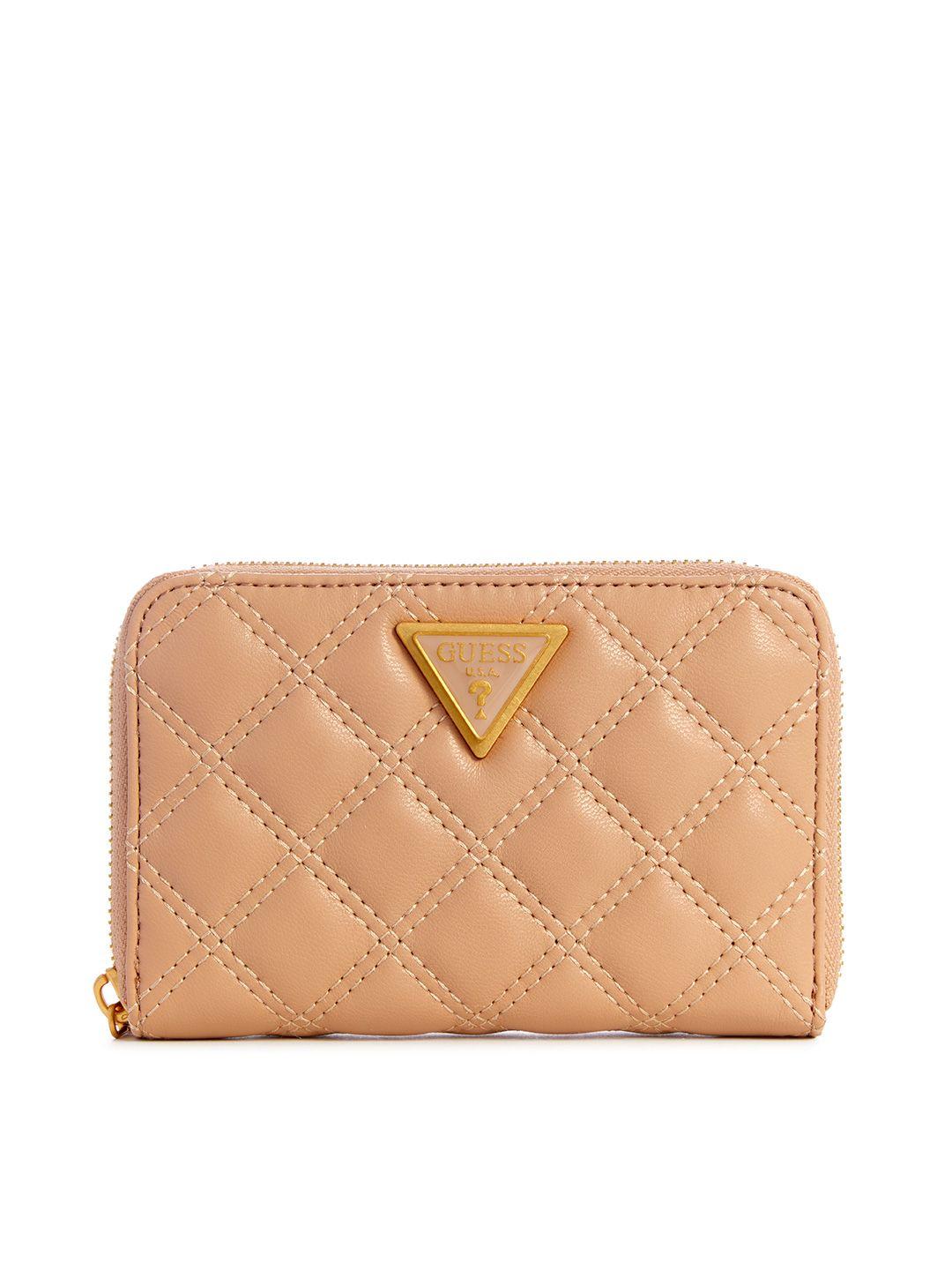 guess women quilted detail zip around wallet