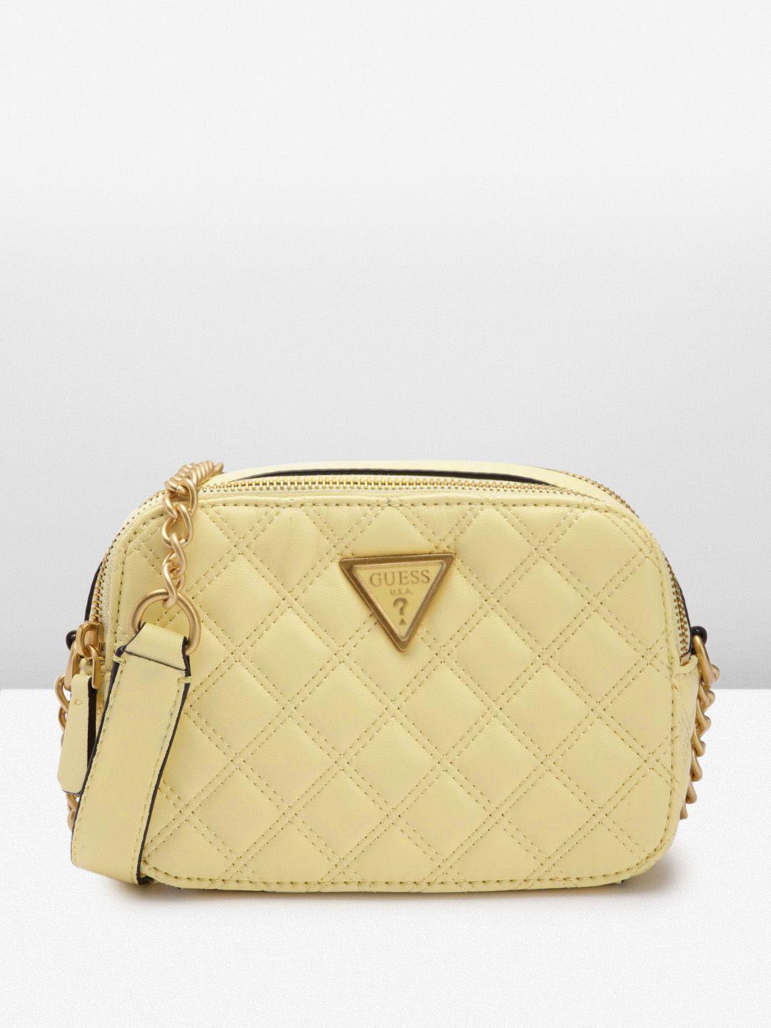 guess women textured structured sling bag with quilted detail