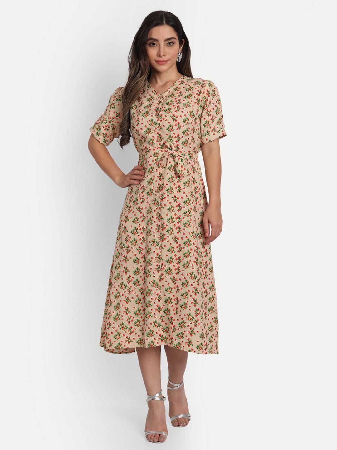 gufrina beige floral midi dress