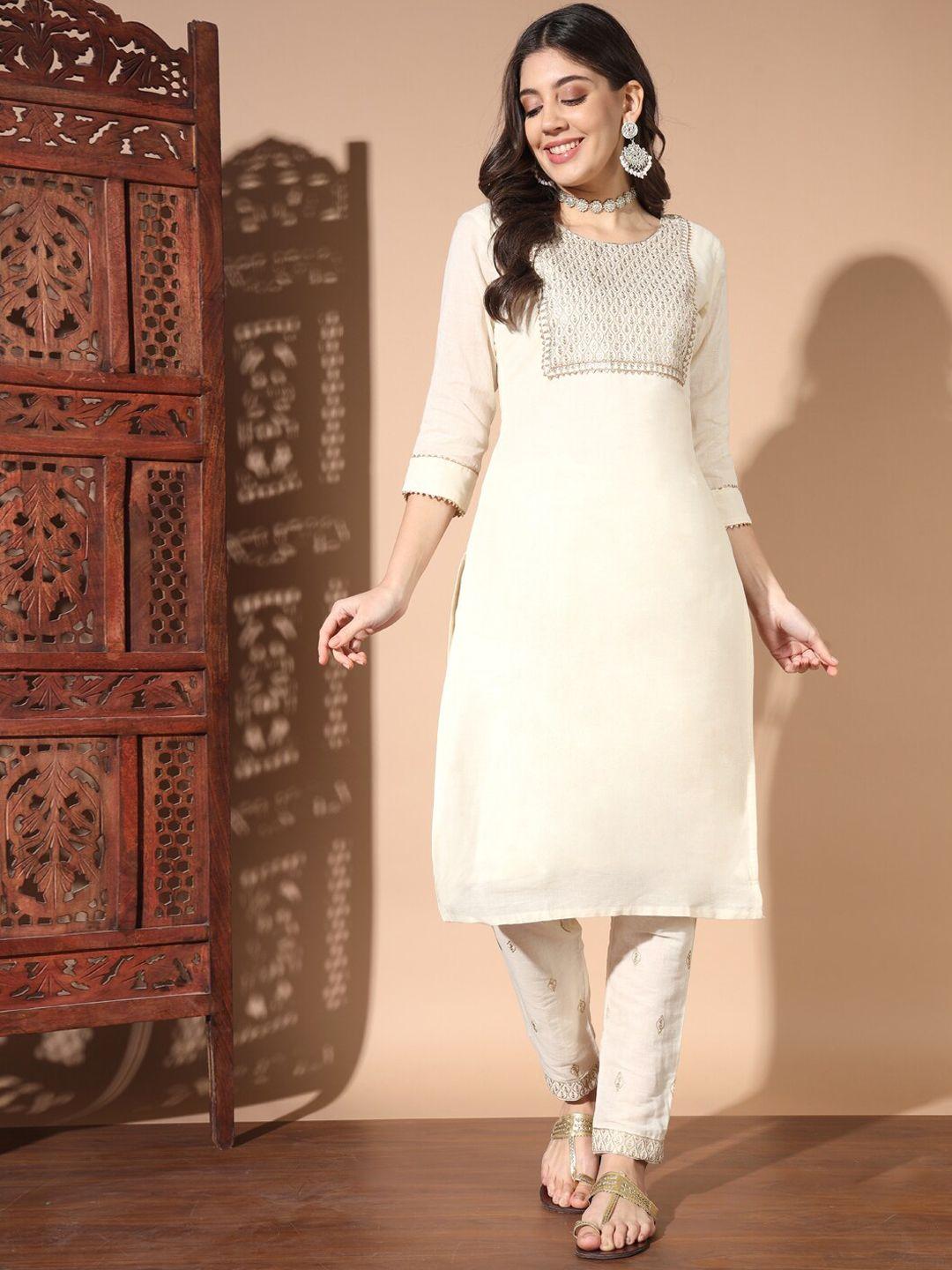 gufrina ethnic motifs embroidered sequinned kurta with trouser