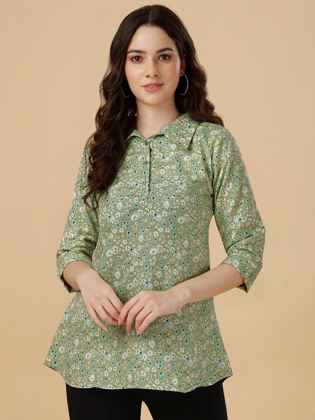 gufrina floral printed shirt collar top