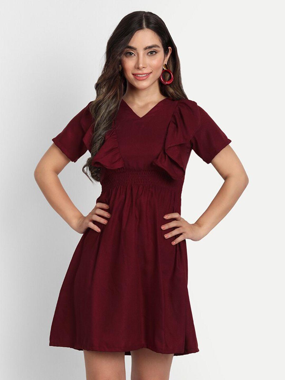 gufrina maroon a-line mini dress