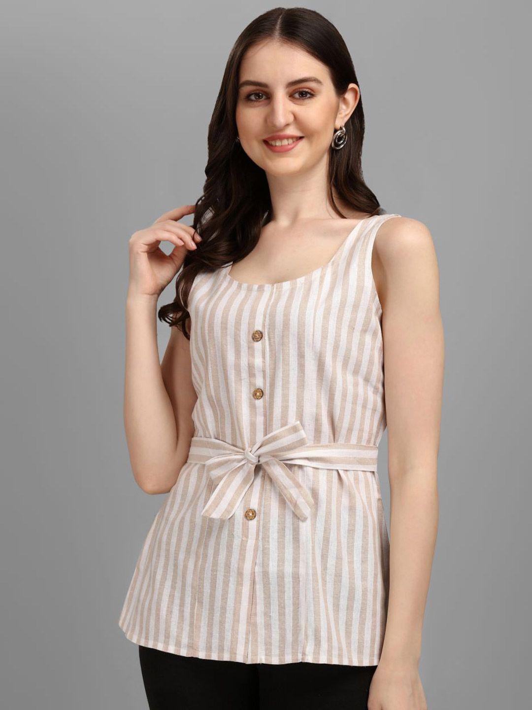 gufrina women beige striped pure cotton top