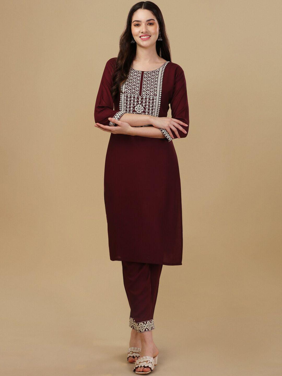 gufrina women embroidered thread work kurta with trousers