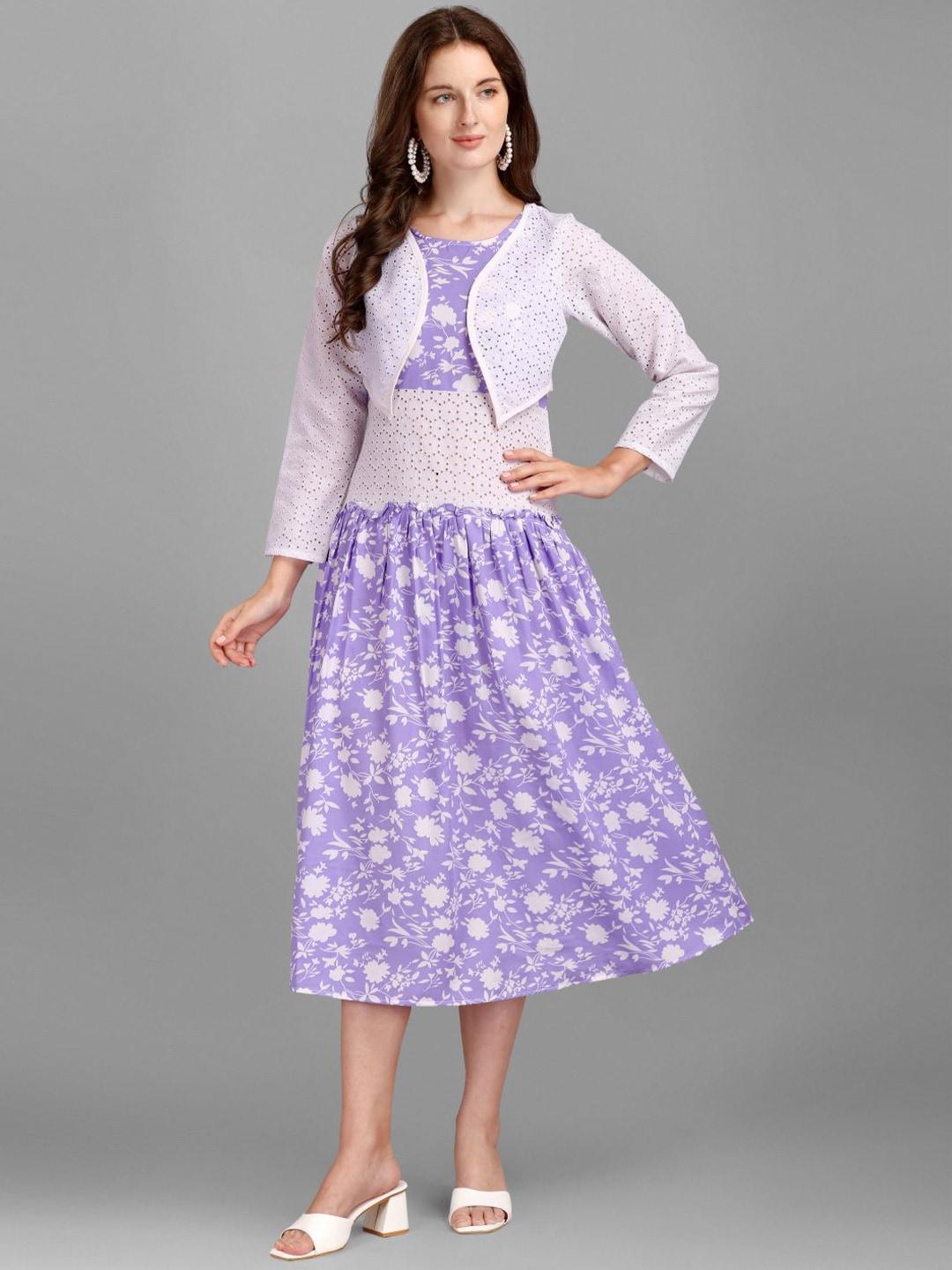 gufrina women lavender floral a-line dress