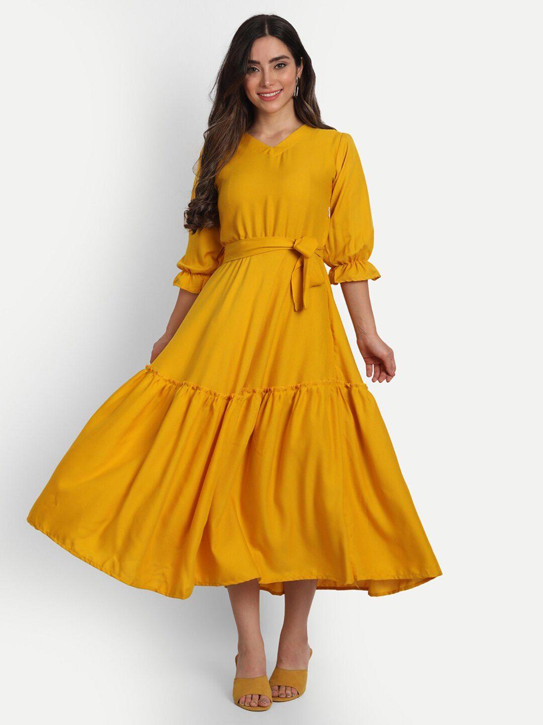gufrina yellow solid midi dress