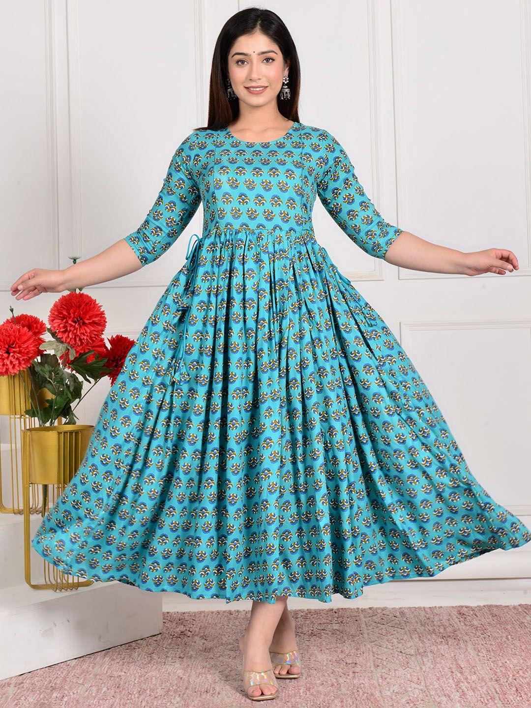 gujari women ethnic motifs printed cold-shoulder sleeves sequinned floral anarkali kurta