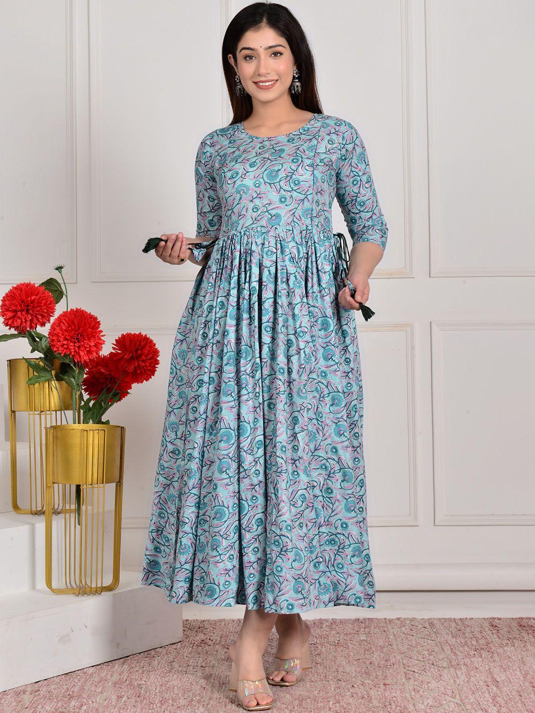 gujari women floral printed flared sleeves floral anarkali kurta