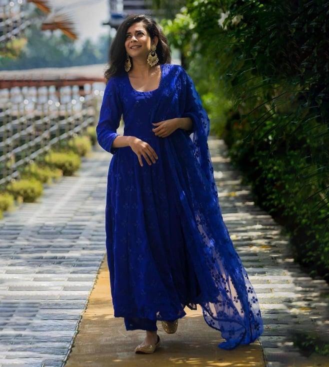 gulabo jaipur blue suhana anarkali set