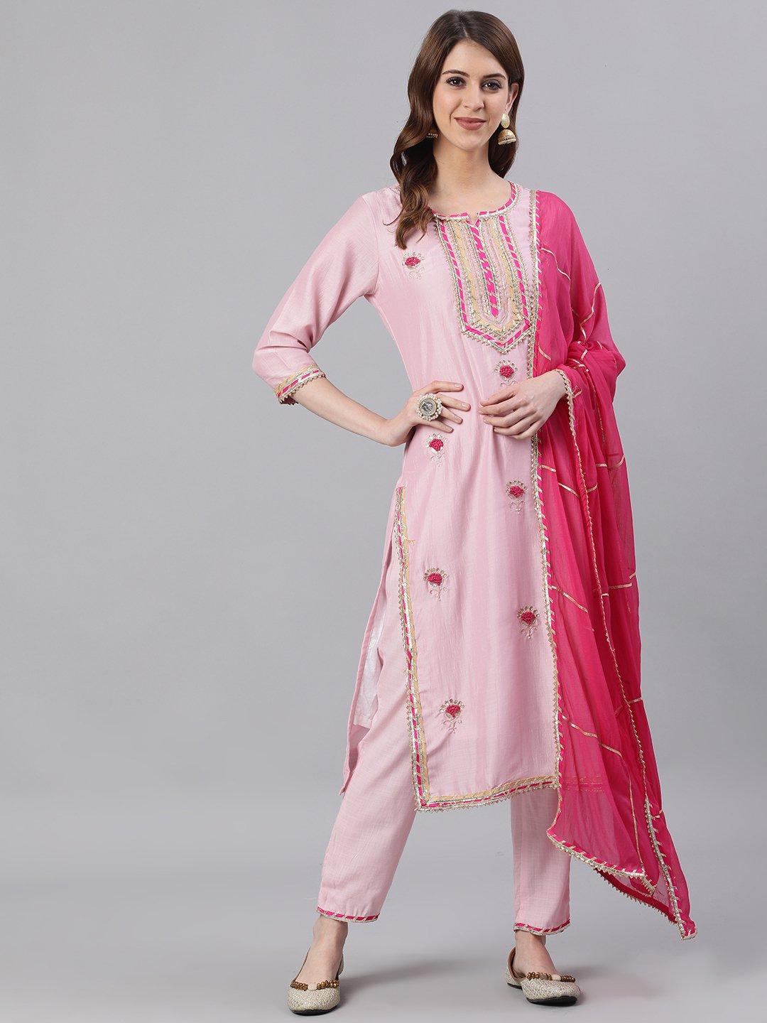 guldasta: pink embroidered kurta set