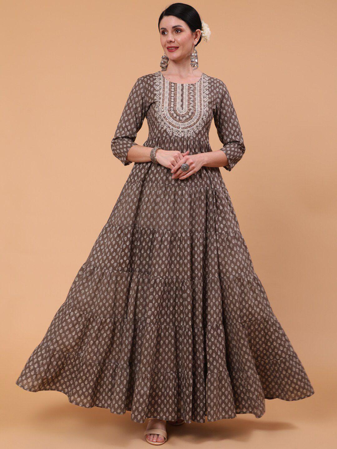 gulmohar jaipur ethnic motifs yoke design cotton anarkali kurta