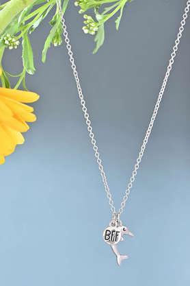 gun metal metalic fish charm necklace for women