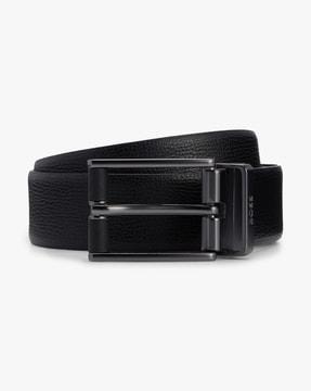 gunmetal buckle leather belt