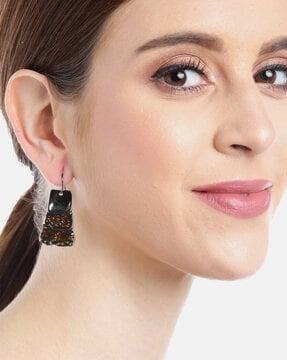 gunmetal-toned drop earrings