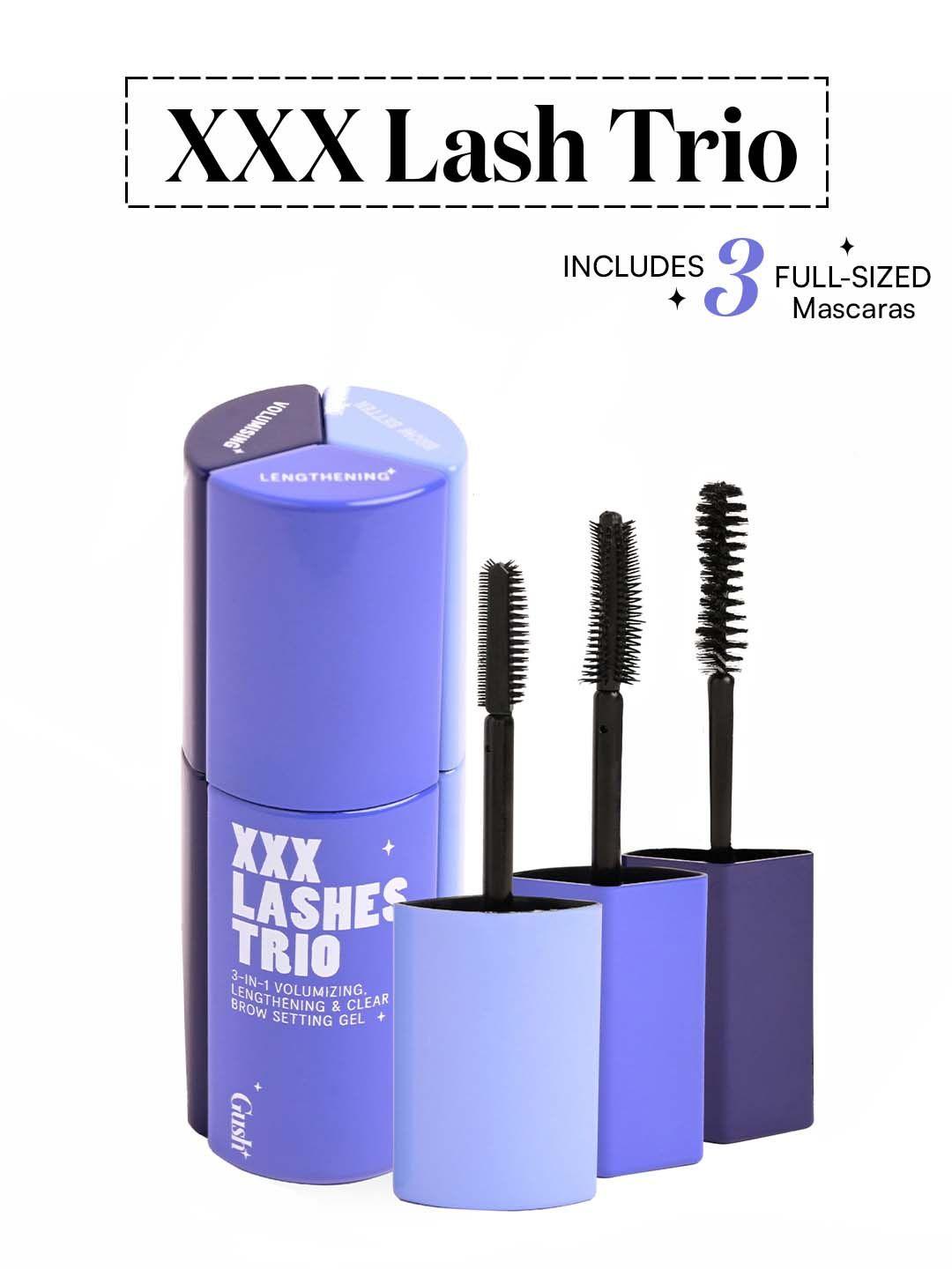 gush beauty xxx lashes trio 3-in-1 lengthening & clear brow setting gel 18g - black out
