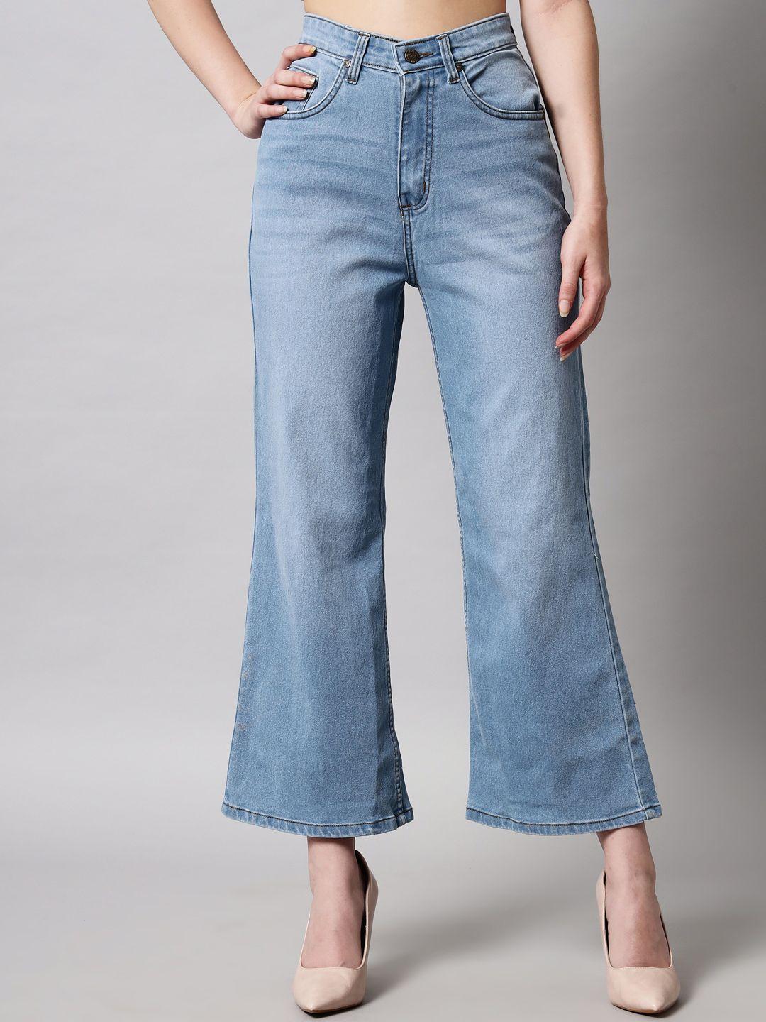 guti women bootcut high-rise light fade stretchable cotton jeans