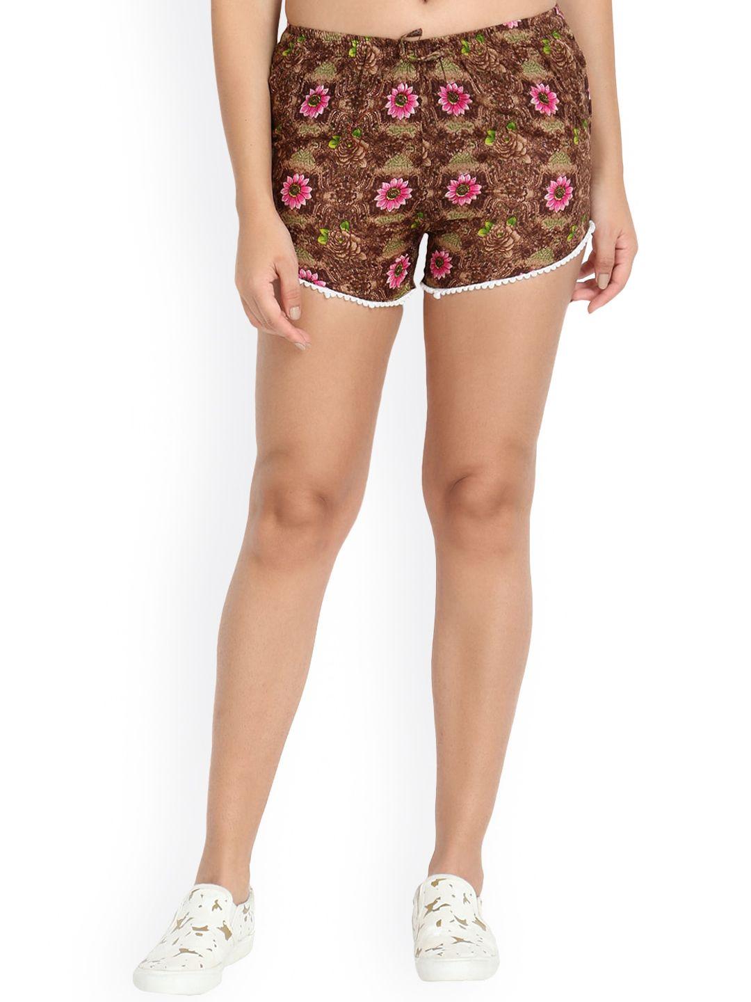 guti women floral printed high-rise cotton hot pants shorts