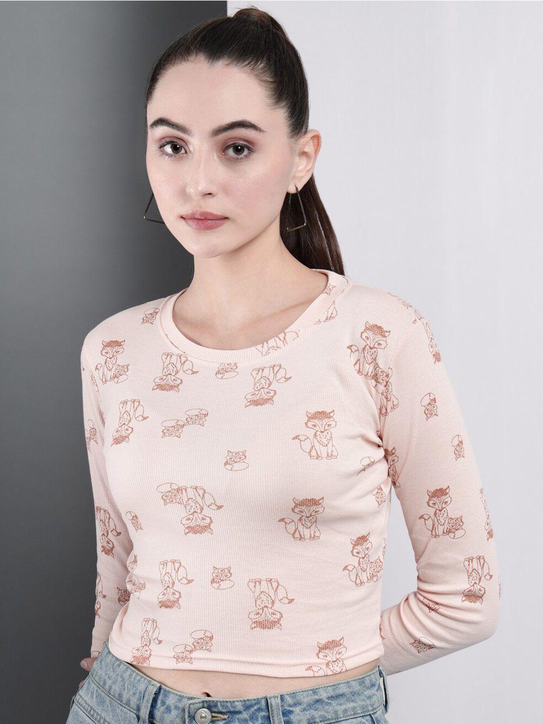 guti conversational printed long sleeves cotton crop top