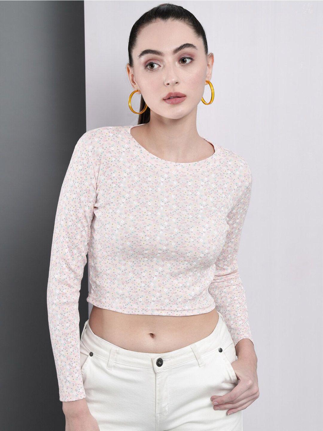 guti micro ditsy floral printed long sleeves cotton crop top