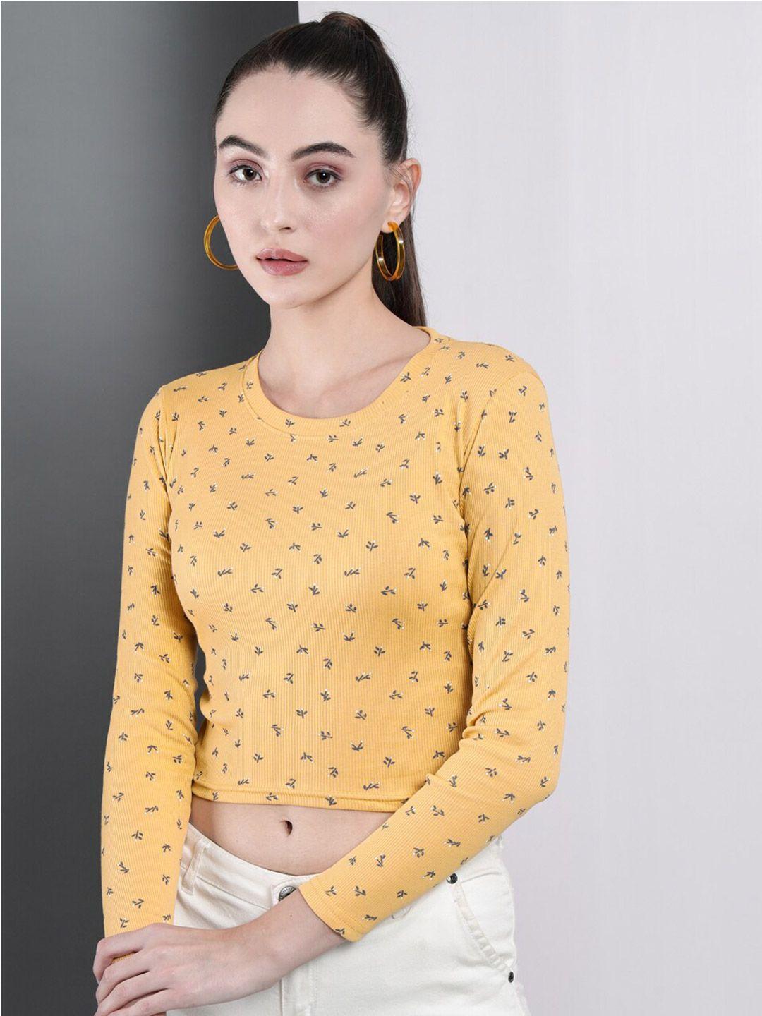 guti micro ditsy floral printed long sleeves cotton crop top