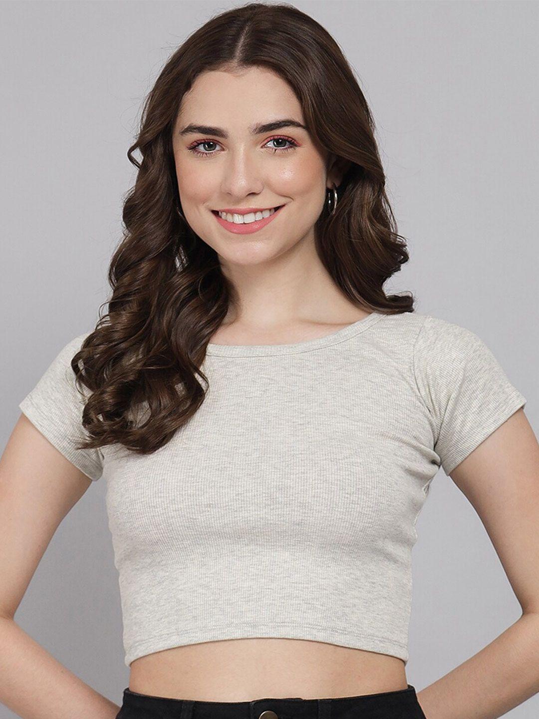 guti round neck cotton fitted crop top