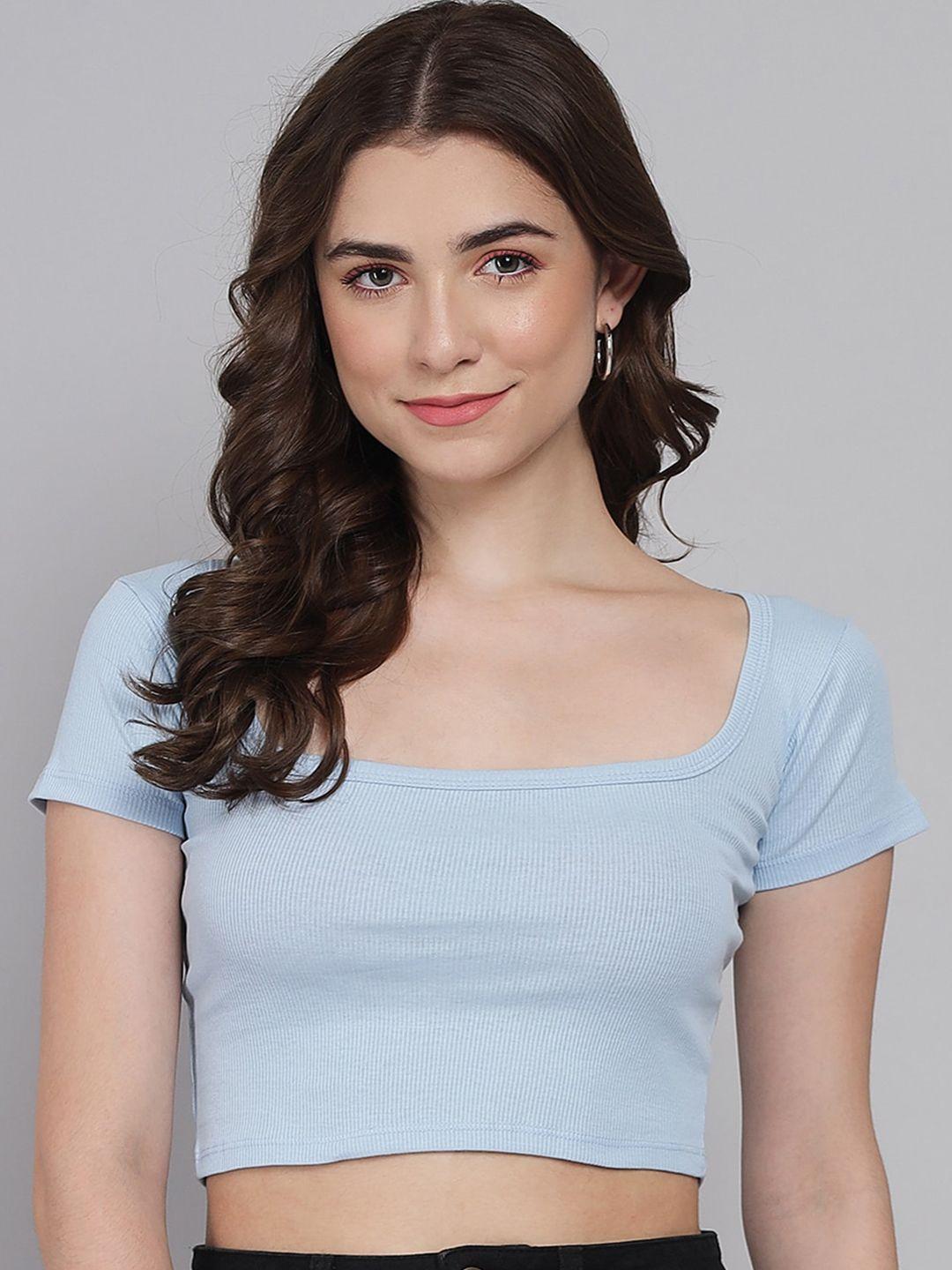 guti square neck cotton fitted crop top