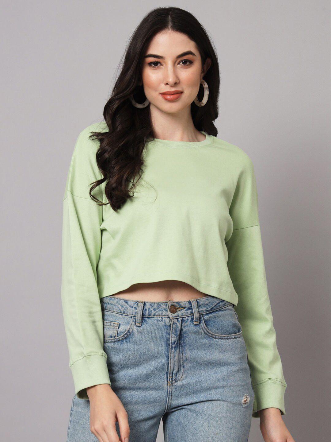 guti women green drop-shoulder sleeves loose t-shirt