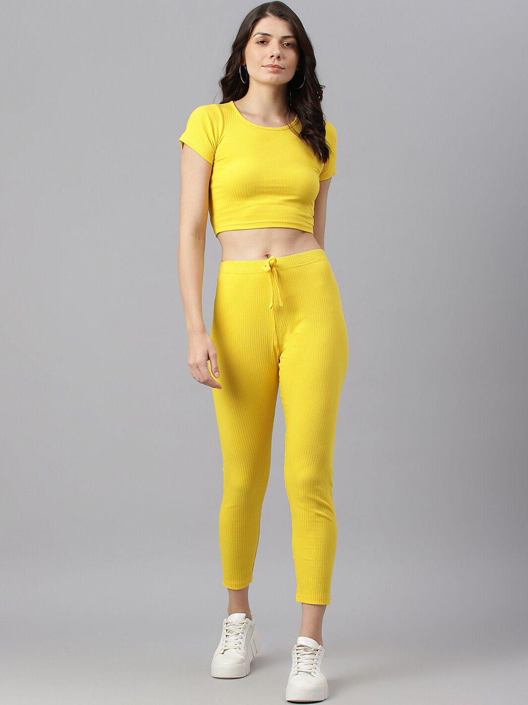 guti women ribbed crop top &trouser co-ord