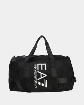 gym bag with maxi contrast logo print