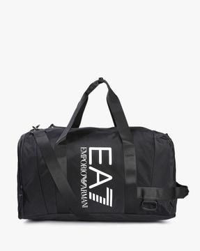 gym bag with maxi contrast logo print