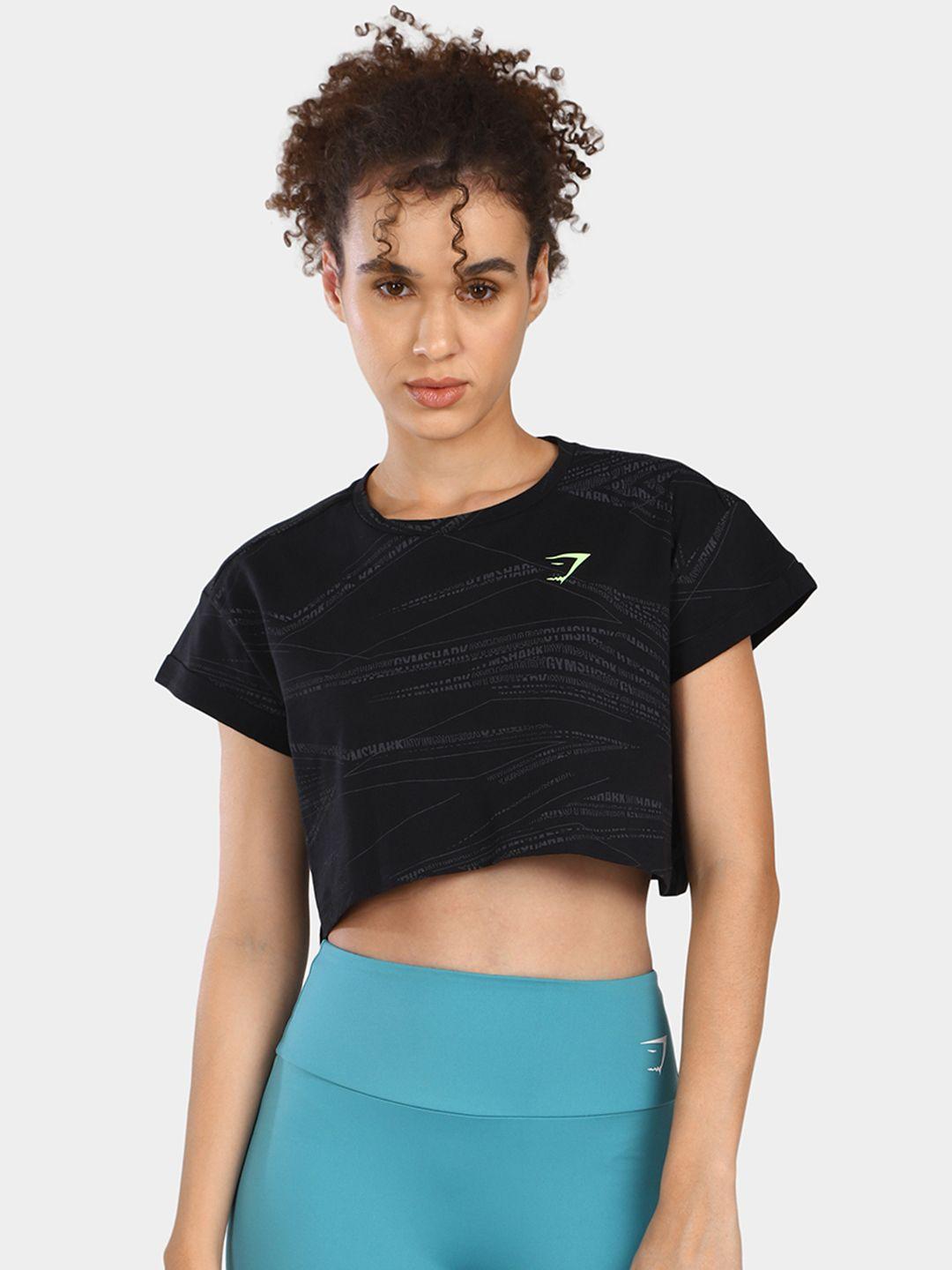 gymshark brand logo printed pure cotton crop t-shirt