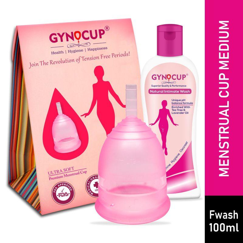 gynocup menstrual cup and female intimate wash combo (medium)