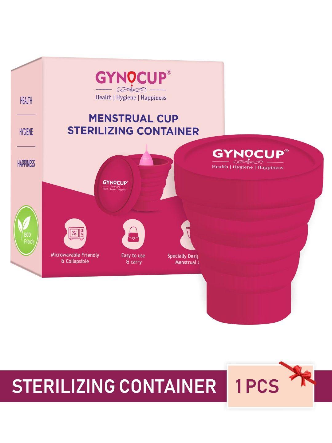 gynocup pink collapsible silicone menstrual cup sterilizer-kills 99% of germs in 2 minutes