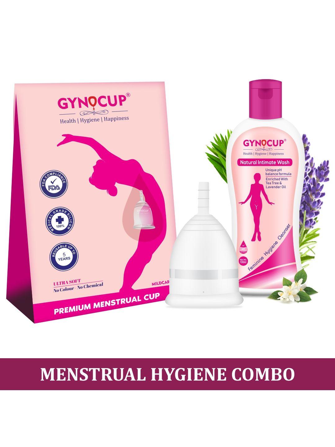 gynocup premium reusable menstrual cup large size with women intimate wash 100 ml