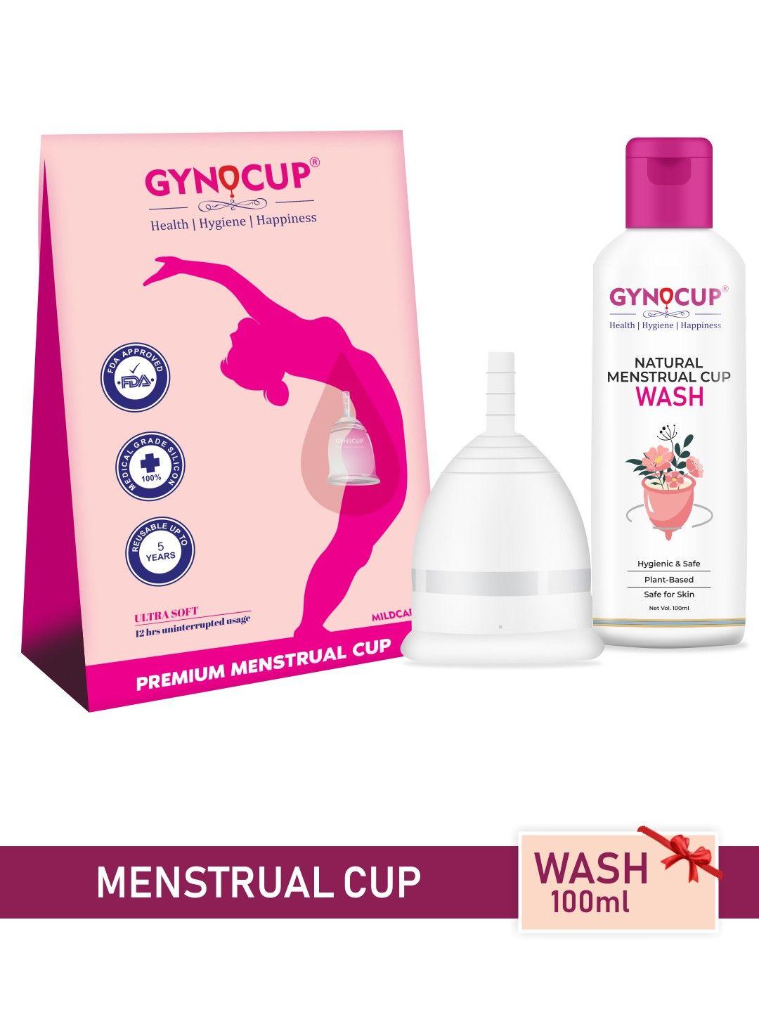 gynocup premium reusable menstrual cup small size with menstrual cup cleanser wash 100ml