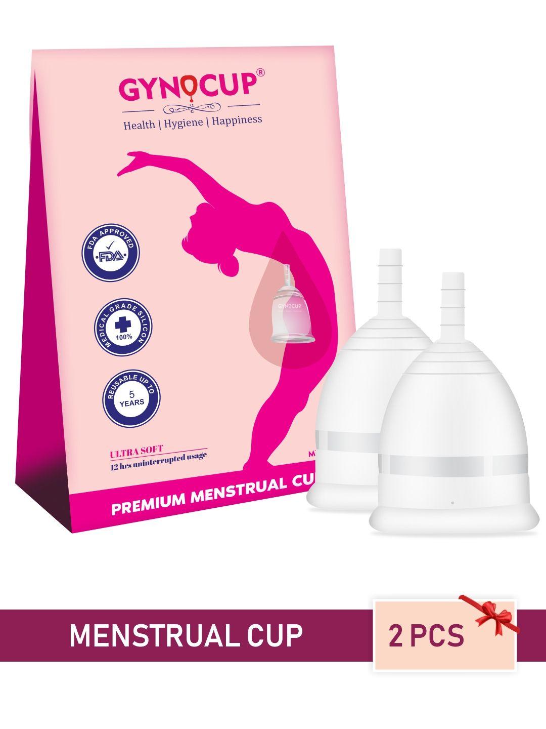 gynocup set of 2 premium large size menstrual cup - odour & rash free - fda approved