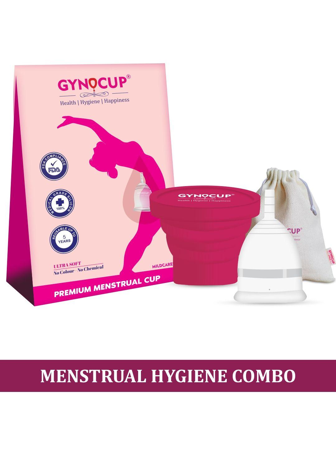 gynocup small size premium menstrual cup with menstrual cup sterilizer container-pink