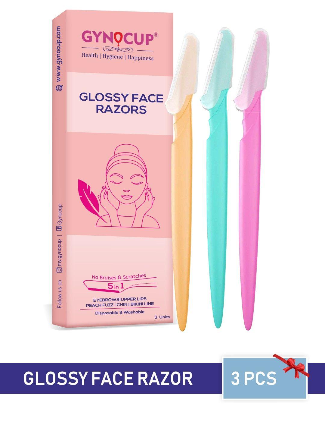 gynocup women set of 3 glossy painless facial hair removal face razor